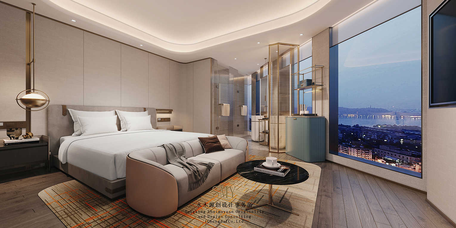 雙流酒店景觀大床房設(shè)計(jì)，酒店室內(nèi)設(shè)計(jì)
